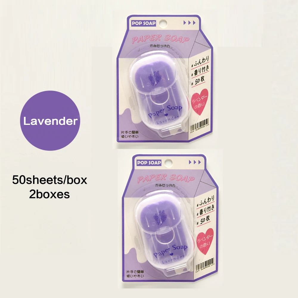 Portable Hand Soap Sheets for Travel | Dissolving Cleanser Wipes | Alcohol-Free | On-the-Go 50 Sheets/Box
