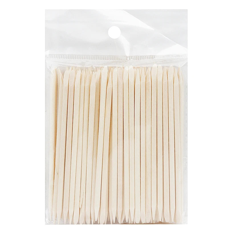 100pcs Orange Wood Sticks Nail Art Cuticle Pusher Pedicure Manicure Sticks Duable-head For Salon Remover Manicure Care Tools
