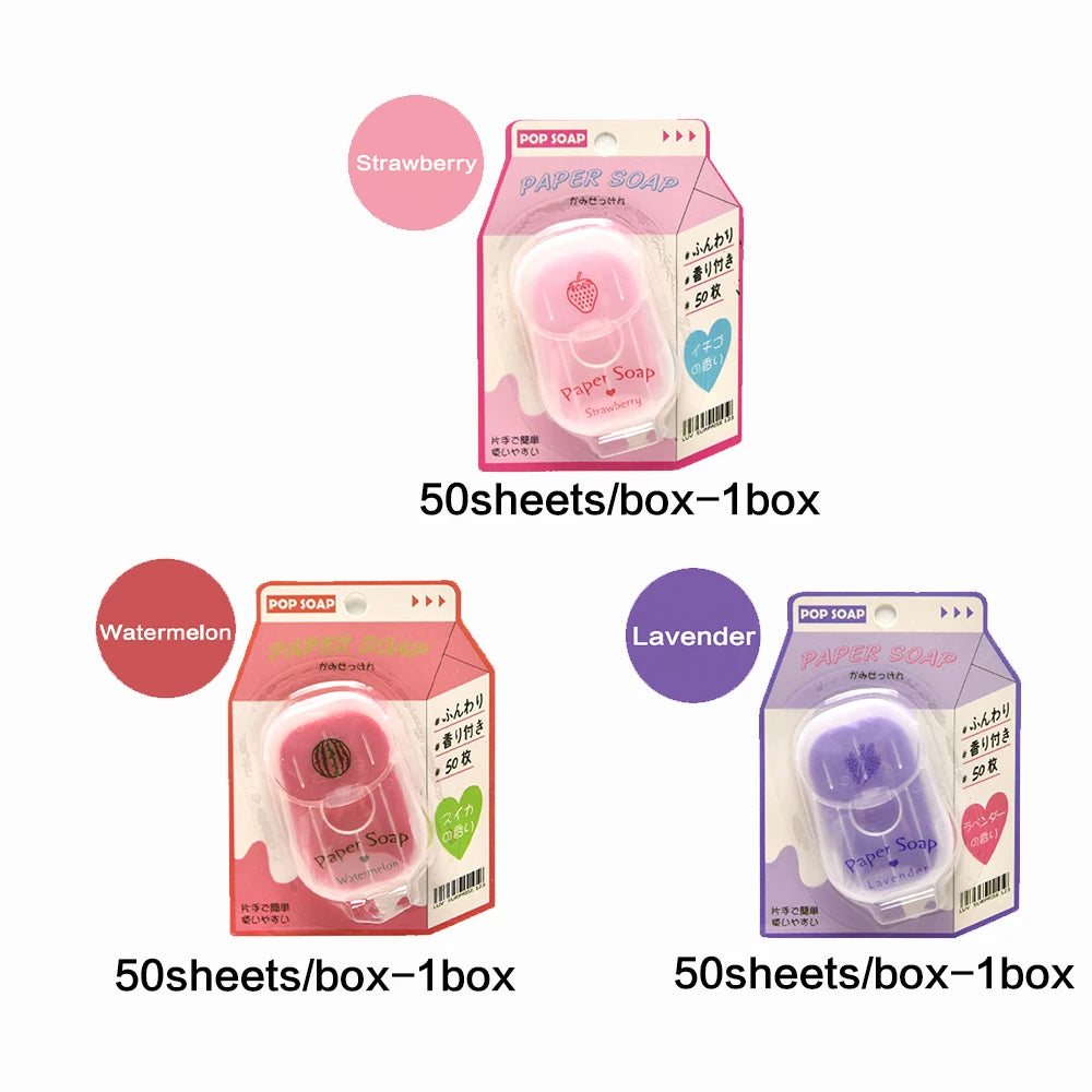 Portable Hand Soap Sheets for Travel | Dissolving Cleanser Wipes | Alcohol-Free | On-the-Go 50 Sheets/Box