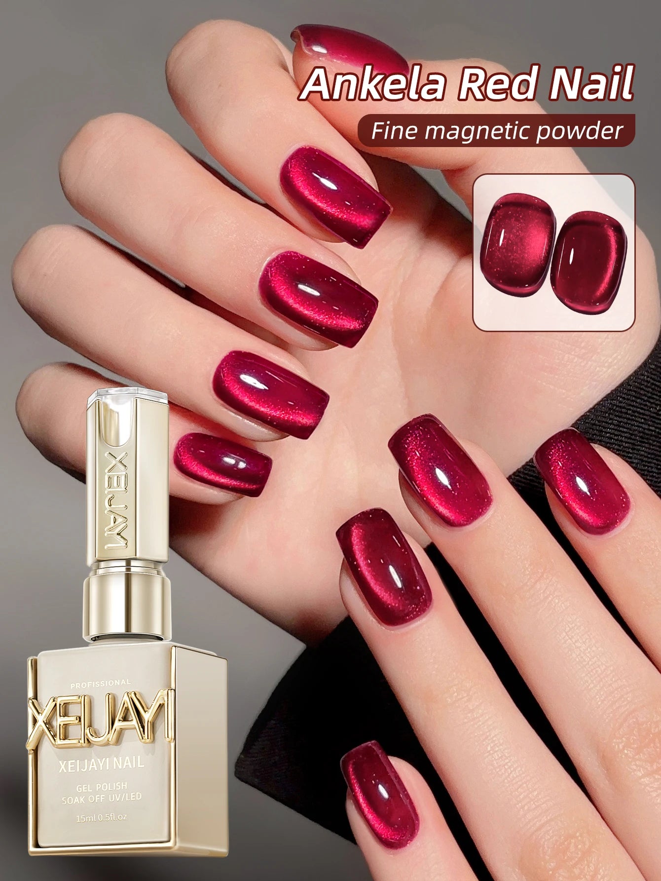 15ml Ankela Red Series 2 Colors Cat Eye Magnetic Gel Nail Polish Starter  Nail Gel Polish Suitable For New Year