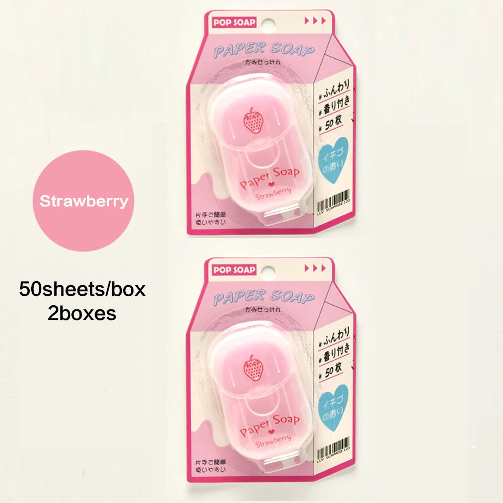 Portable Hand Soap Sheets for Travel | Dissolving Cleanser Wipes | Alcohol-Free | On-the-Go 50 Sheets/Box