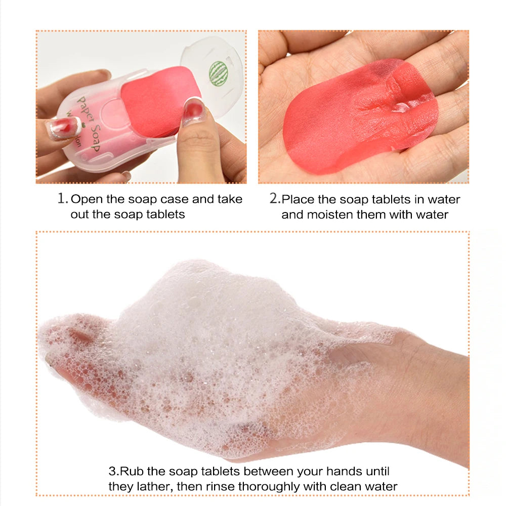 Portable Hand Soap Sheets for Travel | Dissolving Cleanser Wipes | Alcohol-Free | On-the-Go 50 Sheets/Box