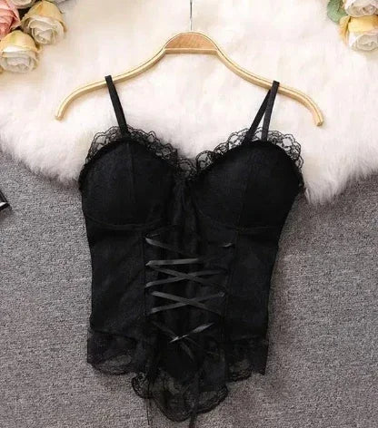 New Y2k Clothes Sexy Crop Tops Women Corset Lace Bandage T-shirt Camisole Woman Sling Tank Top Fashion Sleeveless Waistcoat Gift