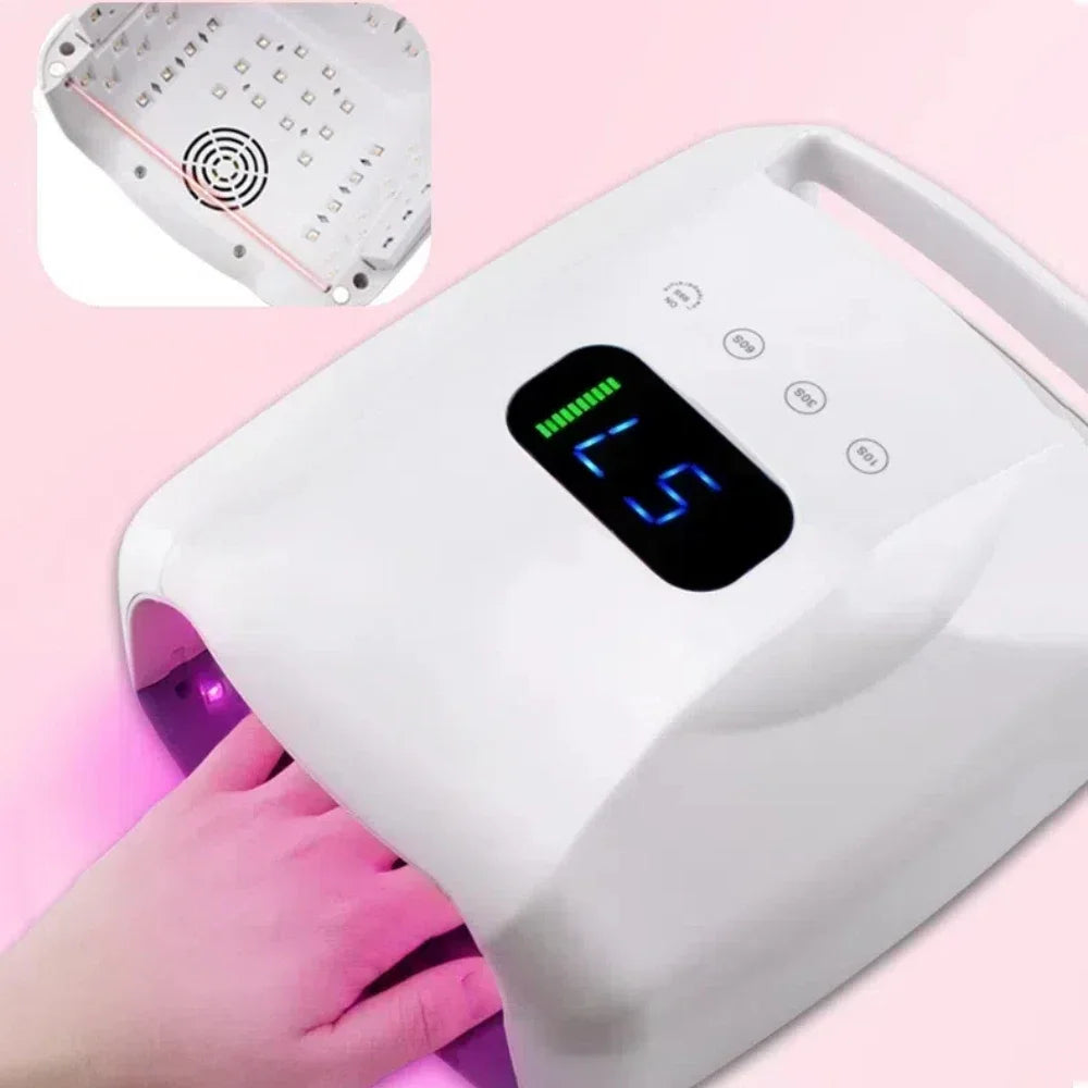 New High Power 96W Strong RED light Cordless Rechargeable Wireless LED UV Nail Lamp Professional Nail Drying Manicure Machine