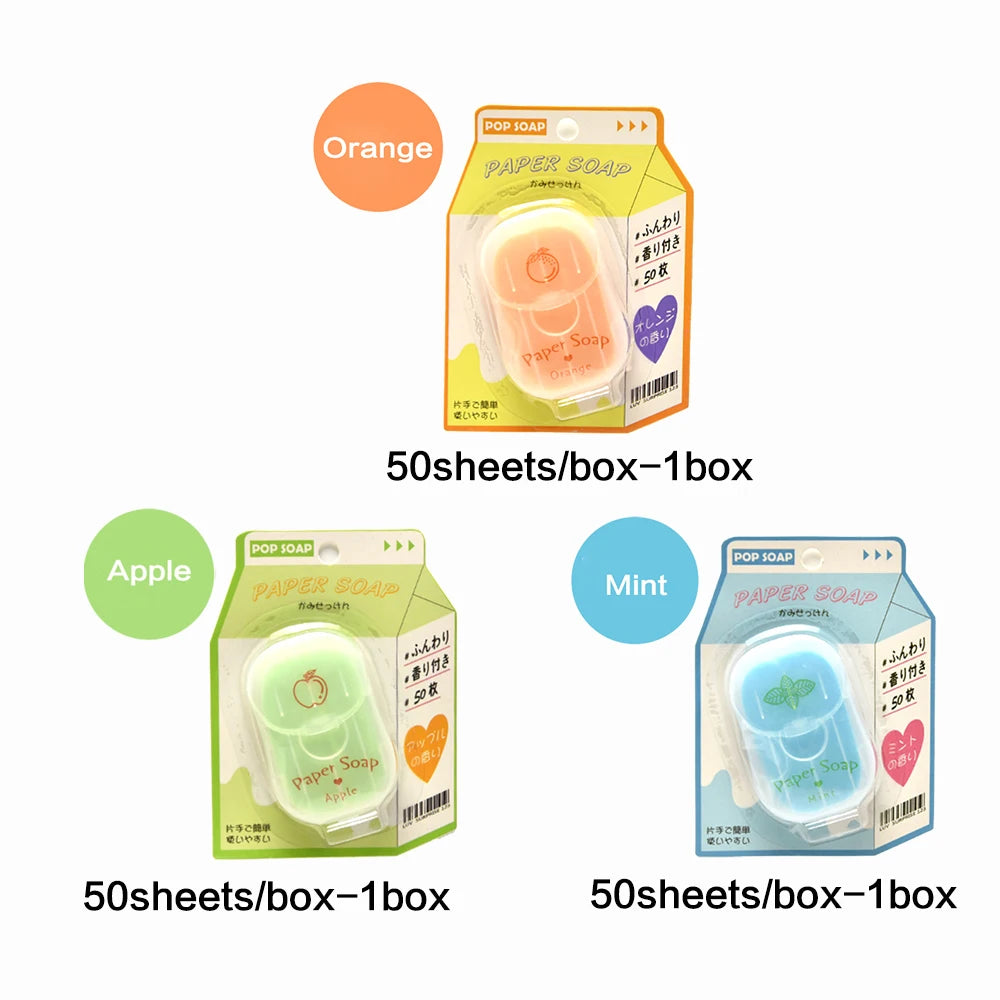 Portable Hand Soap Sheets for Travel | Dissolving Cleanser Wipes | Alcohol-Free | On-the-Go 50 Sheets/Box