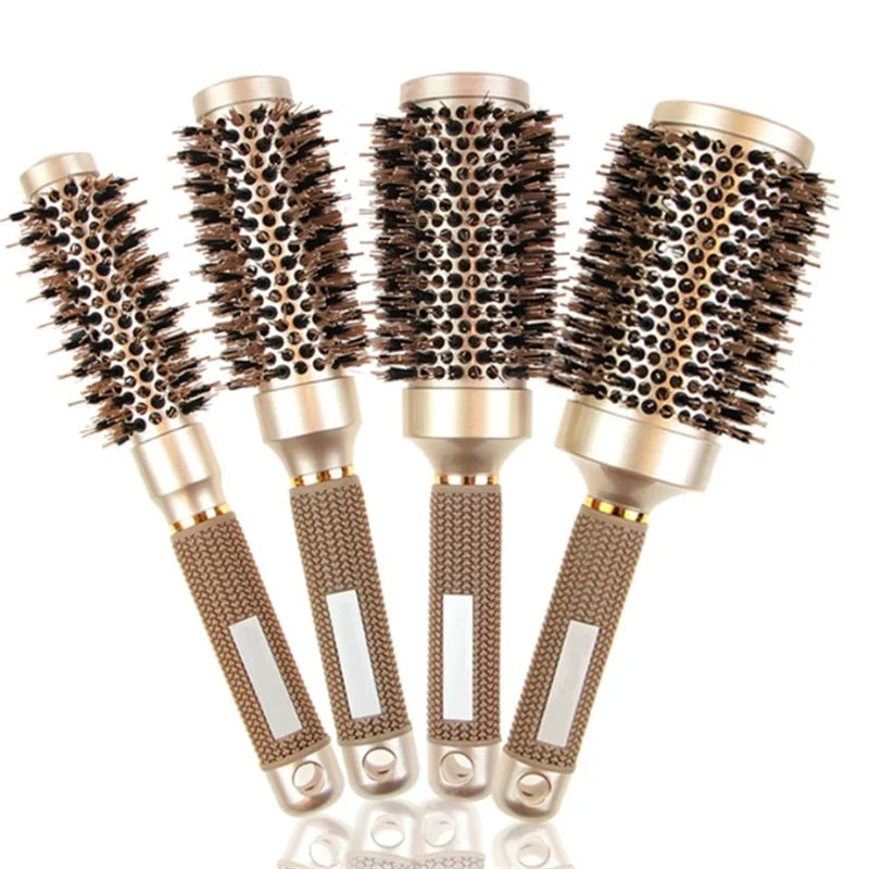 Professional 4PCS Round Hair Brush Hairdressing Curling Hair Brushes Ceramic Barrel Comb For Blow Dry Salon Styling Tools