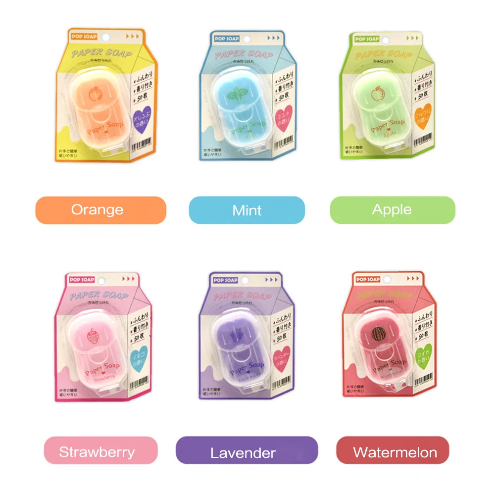 Portable Hand Soap Sheets for Travel | Dissolving Cleanser Wipes | Alcohol-Free | On-the-Go 50 Sheets/Box