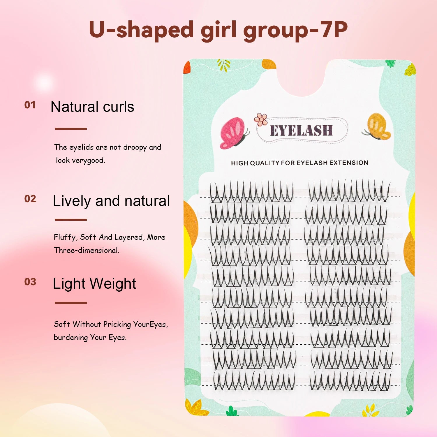 Lash Clusters 6-12mm Hand Lured U-shaped Girl Group False Eyelashes 100 Clusters Natural Comfortable Cartoon Eyes Fairy False Ey