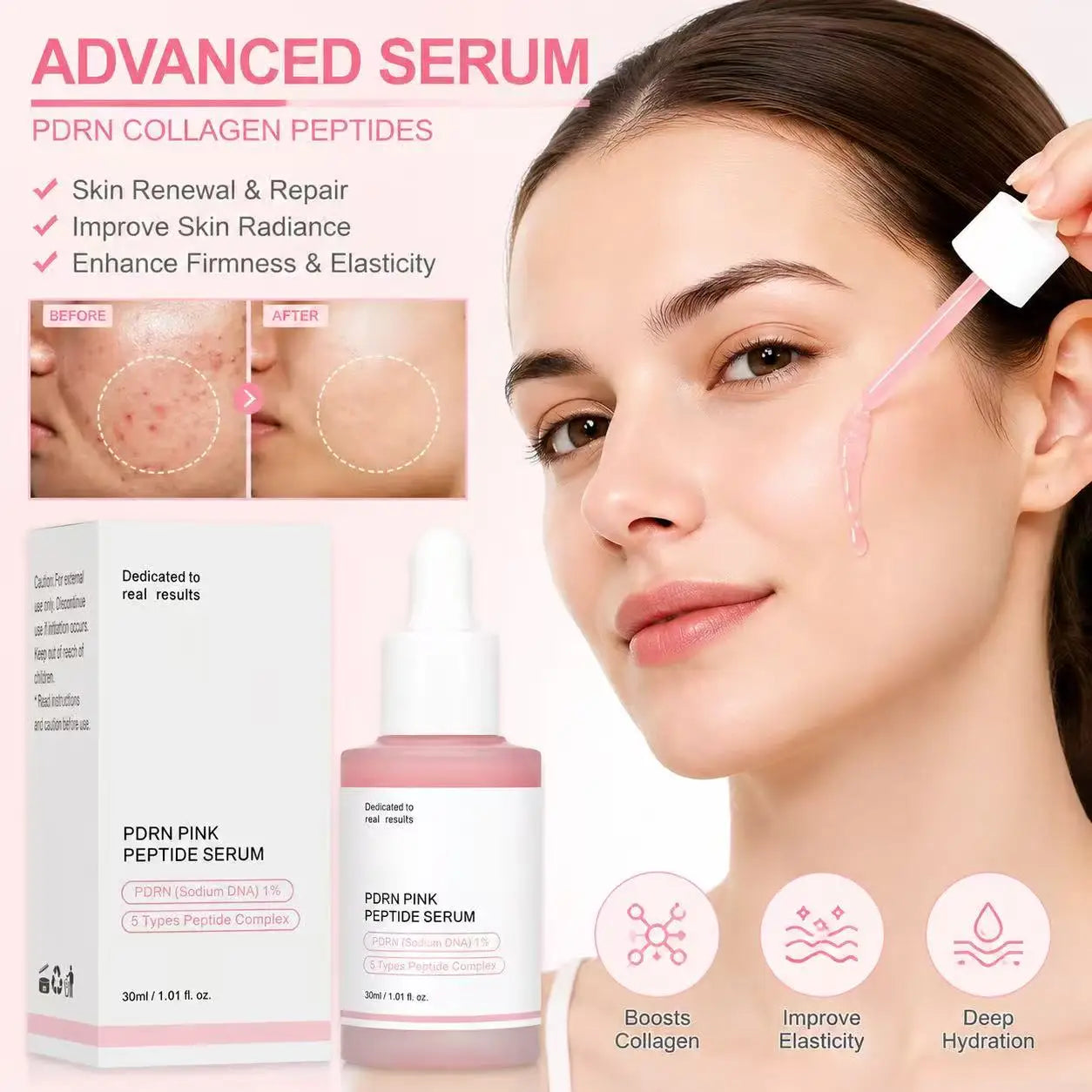Korean Salmon PDRN Collagen Serum Fix Dull Skin Boost Elasticity Promote Skin Regeneration Repair Damaged Skin