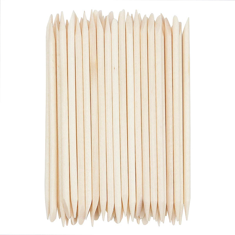 100pcs Orange Wood Sticks Nail Art Cuticle Pusher Pedicure Manicure Sticks Duable-head For Salon Remover Manicure Care Tools