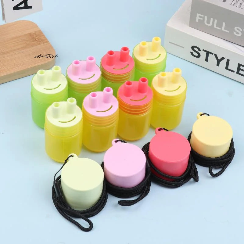 Portable Reusable Herbal Inhalant Nasal Suction Cap Bottle Accessory with Two Nostrils Sticks Inhaler Tubes for Aromatherapy