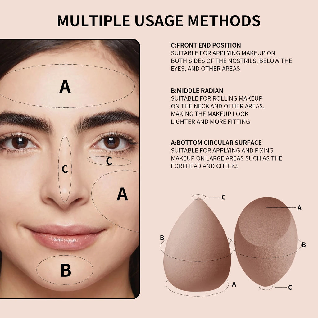 12Pcs Multi-functional Makeup Brush Set, Large Round Loose Powder Brush with Beauty Sponge & Puff for Face Base Makeup