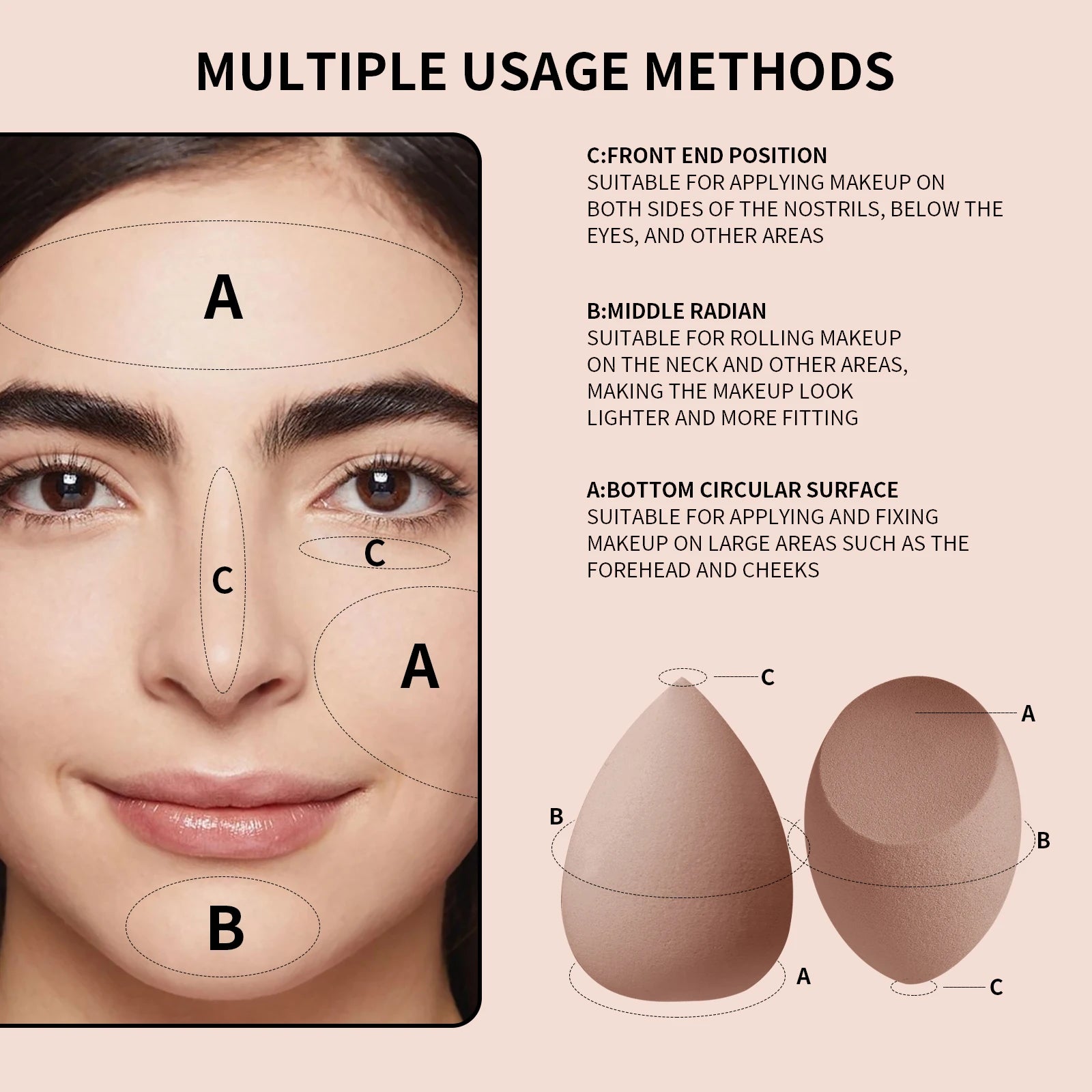 12Pcs Multi-functional Makeup Brush Set, Large Round Loose Powder Brush with Beauty Sponge & Puff for Face Base Makeup