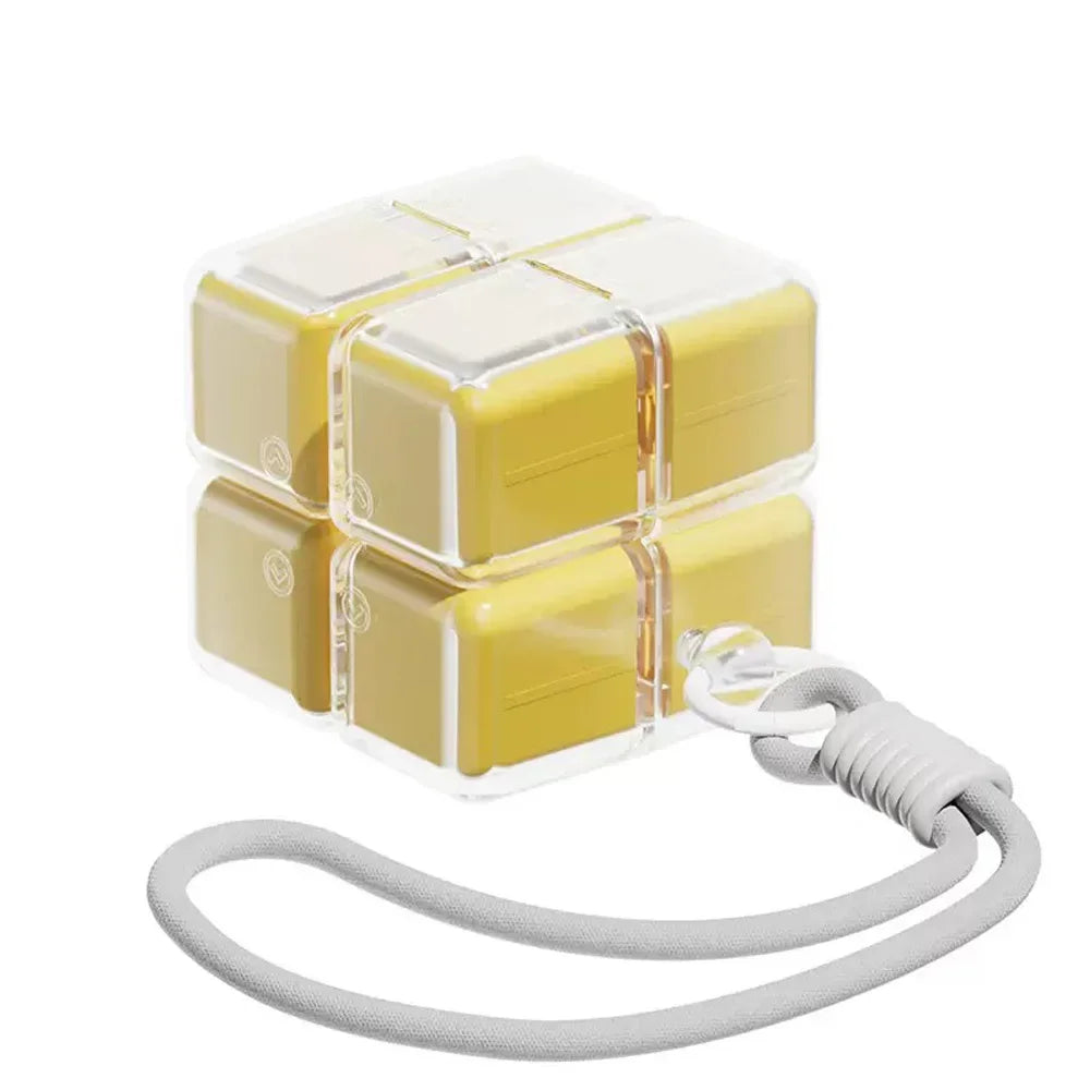 1PC Creative Magic Cube 8-Grid Medicine Storage Box, Sealed Moistureproof with Hanging Rope Travel Essential