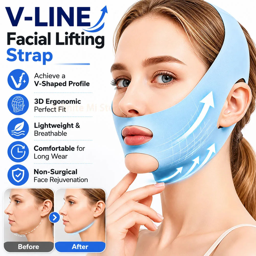Reusable V Line Lifting Mask Beauty Tool Breathable Adjustable Facial Slimming Strap High Elasticity Double Chin Reducer