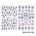2/3pcs Adorable Graffiti Dinosaur Nail Stickers Simple Heart Dog Butterfly Bow Cartoon Design Colorful Decal Manicure Foil Wraps