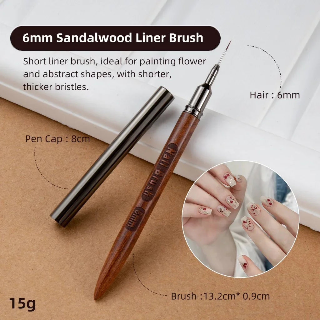 Nail Art Line Brush Set, 5-Piece Outline Brushes, Art Design Brushes for Long Lines and Detailed Painting, Sizes 6/9/12/15/18mm