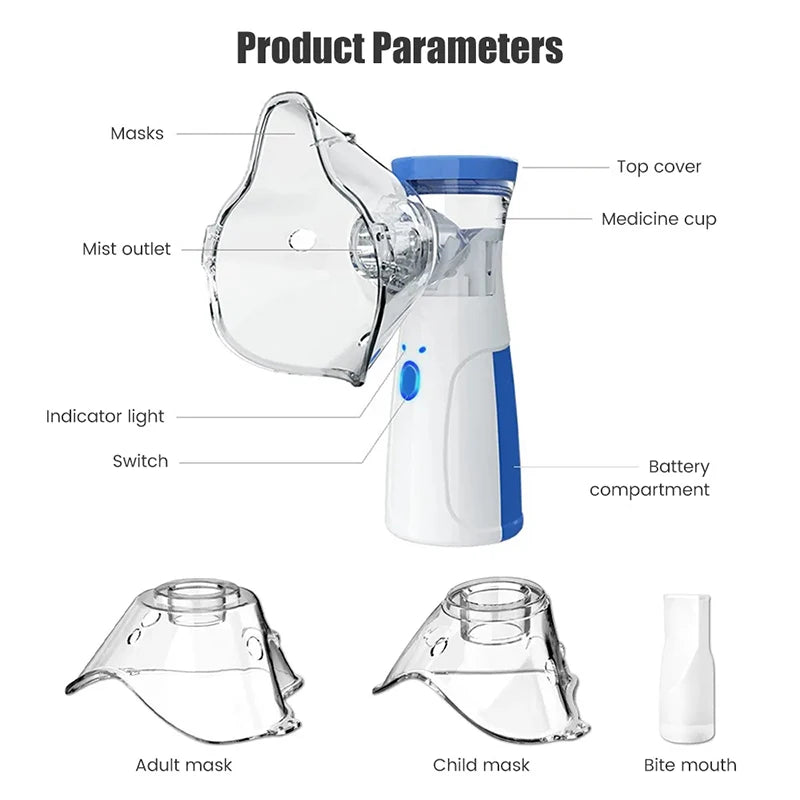 Medical Silent Mesh Nebulizer Mini Humidifier Asthma Inhaler Portable Adult Children Atomizer Baby Breathing Home Health Care