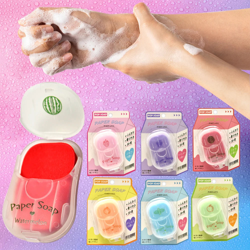 Portable Hand Soap Sheets for Travel | Dissolving Cleanser Wipes | Alcohol-Free | On-the-Go 50 Sheets/Box