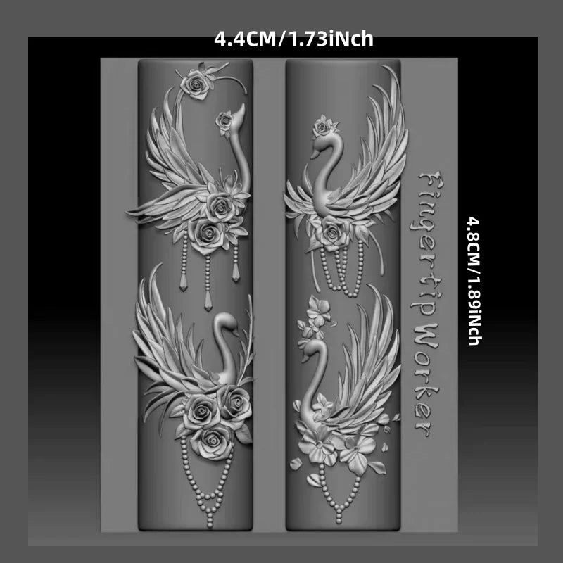Elegant Swan Rose Bow 3D Flower Silicone Nail Mold Gauze Curtain Art DIY Nail Art Mould for Creative Beauty Crafts