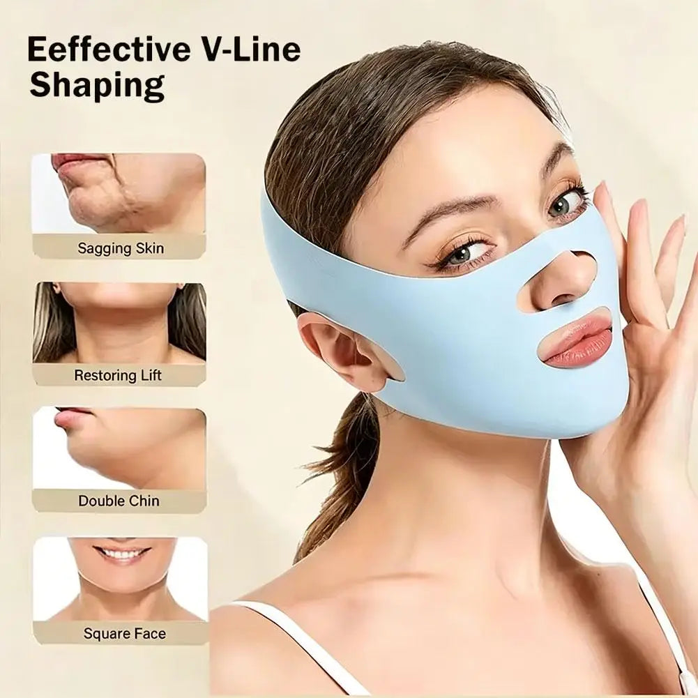 Reusable V Line Lifting Mask Beauty Tool Breathable Adjustable Facial Slimming Strap High Elasticity Double Chin Reducer