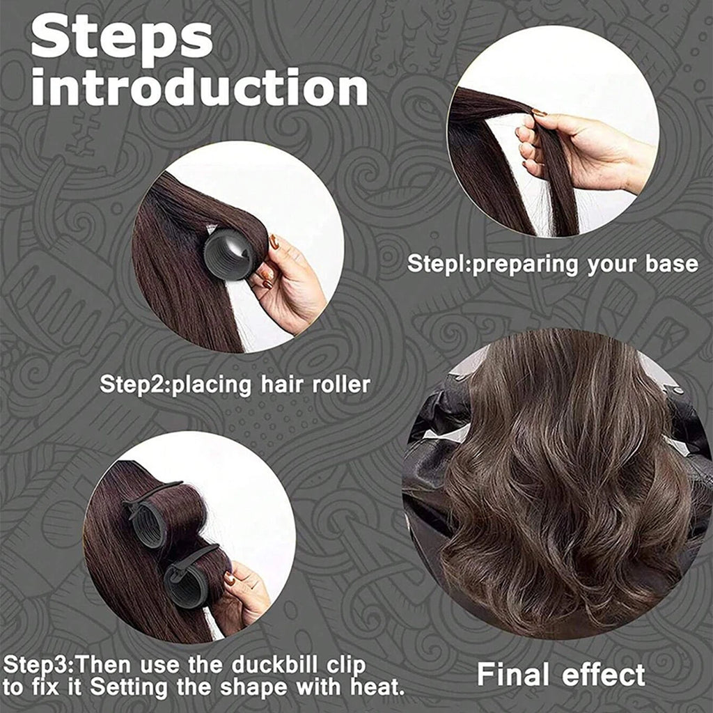 12pcs Ladies Hair Accessories Set (6pc Curling Irons + 6pc Clips) Black Family Hair Curling Tool for Styling Bangs And Daily Out