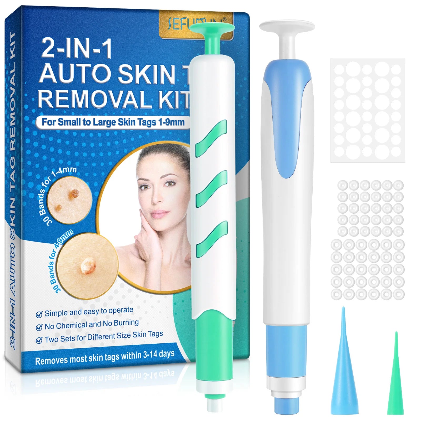 Skin Tags Remover Auto Skin Tags Removal Kit Wart Removal With 30 Small And Large Skin Tags Bands For 1-9mm Groins Small Warts