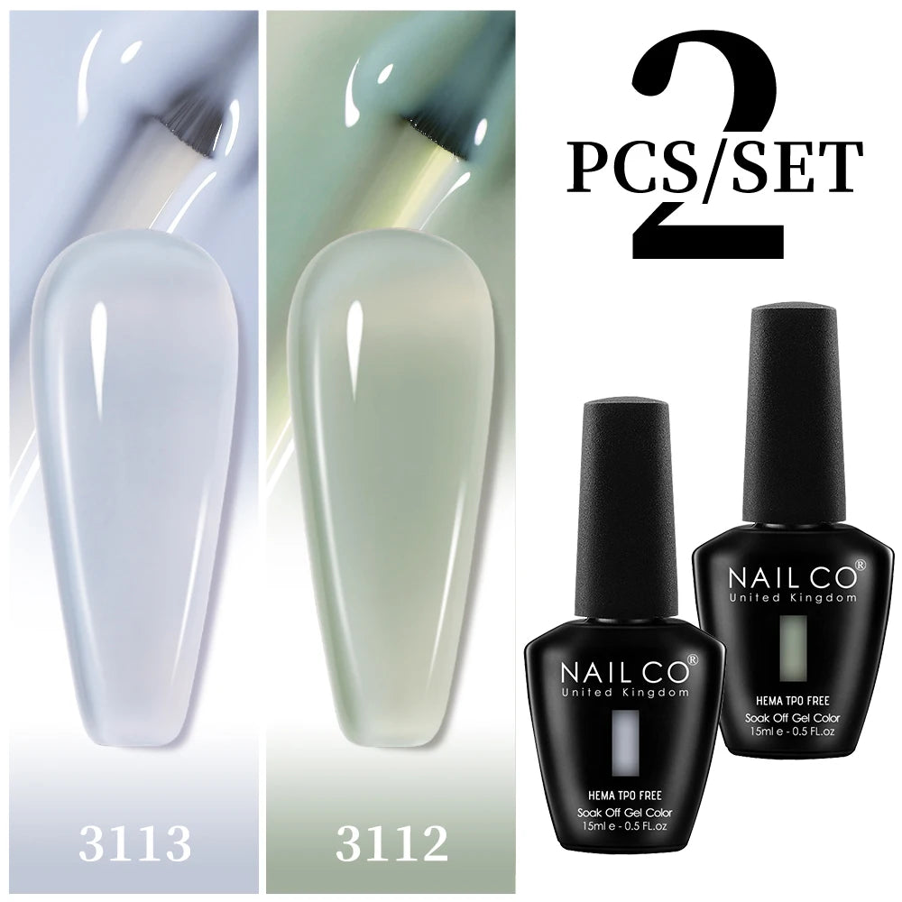 NAILCO 2pcs HEMA TPO FREE Jelly Amber Rose Red Mocha Color Gel Polish Set 15ml Semi-transparent Nail Art Gel Varnish UV LED Gel