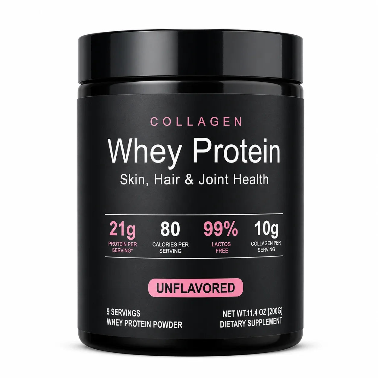Whey Protein Powder Unflavored Muscle Recovery Joint Health Skin Hydration Grass-Fed Collagen Daily Nutrition Support