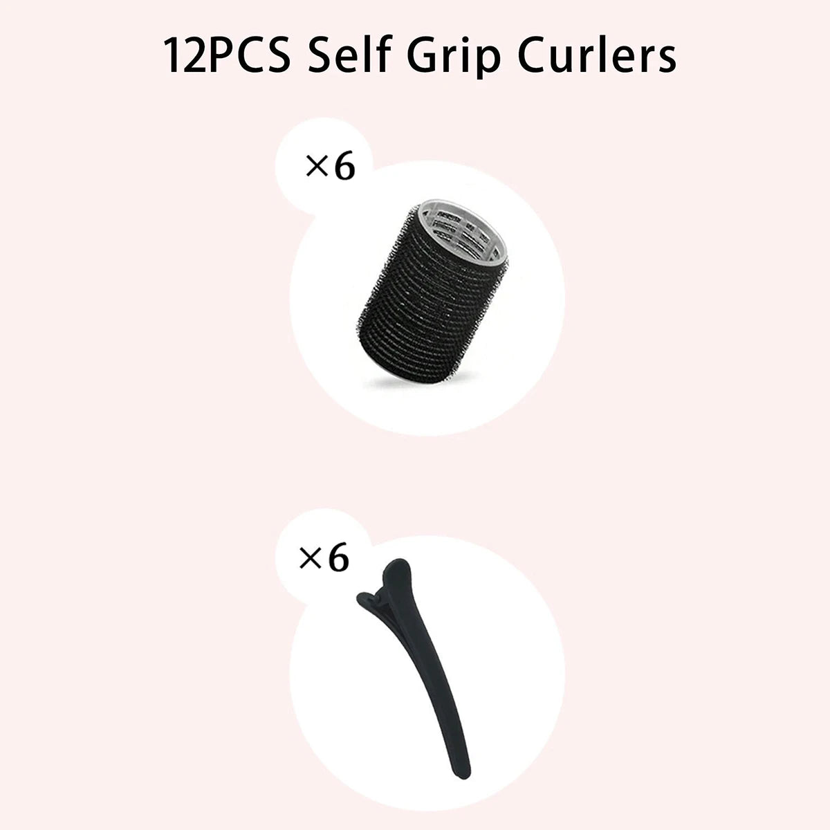 12pcs Ladies Hair Accessories Set (6pc Curling Irons + 6pc Clips) Black Family Hair Curling Tool for Styling Bangs And Daily Out