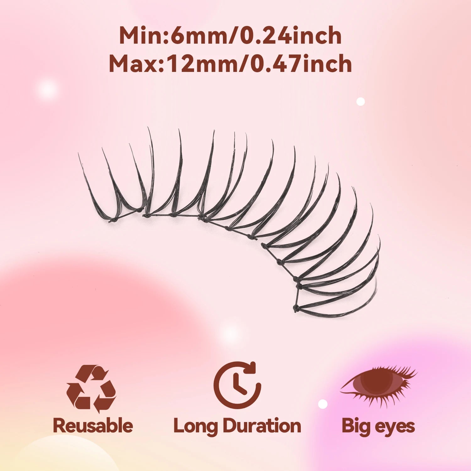 Lash Clusters 6-12mm Hand Lured U-shaped Girl Group False Eyelashes 100 Clusters Natural Comfortable Cartoon Eyes Fairy False Ey