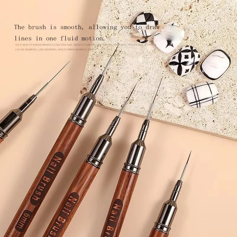 Nail Art Line Brush Set, 5-Piece Outline Brushes, Art Design Brushes for Long Lines and Detailed Painting, Sizes 6/9/12/15/18mm