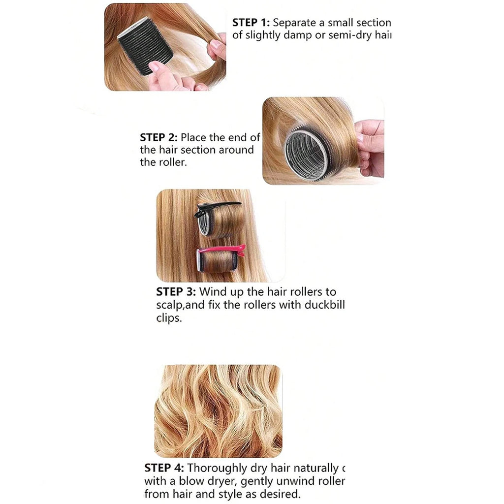12pcs Ladies Hair Accessories Set (6pc Curling Irons + 6pc Clips) Black Family Hair Curling Tool for Styling Bangs And Daily Out
