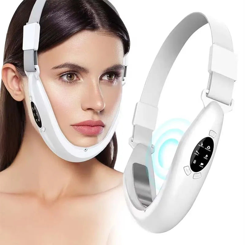 V Face Lifting Device LED Photon Therapy Vibration Facial Massager Face Slimming Double Chin Removal Lift Belt Skin Care