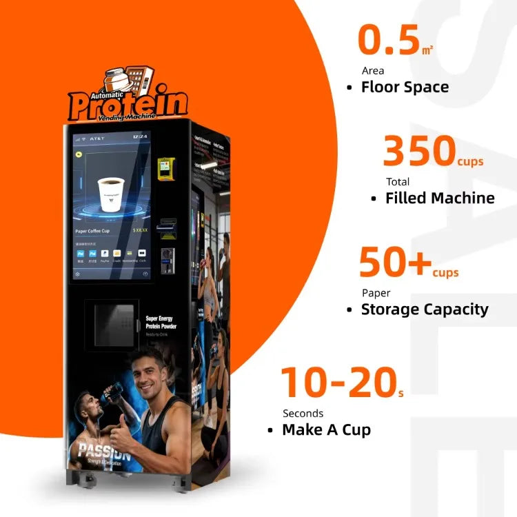 Protein Shake Vending Machine Fully Automatic Powder Mixing System Smart Screen Commercial Dispenser Self-Service Gym