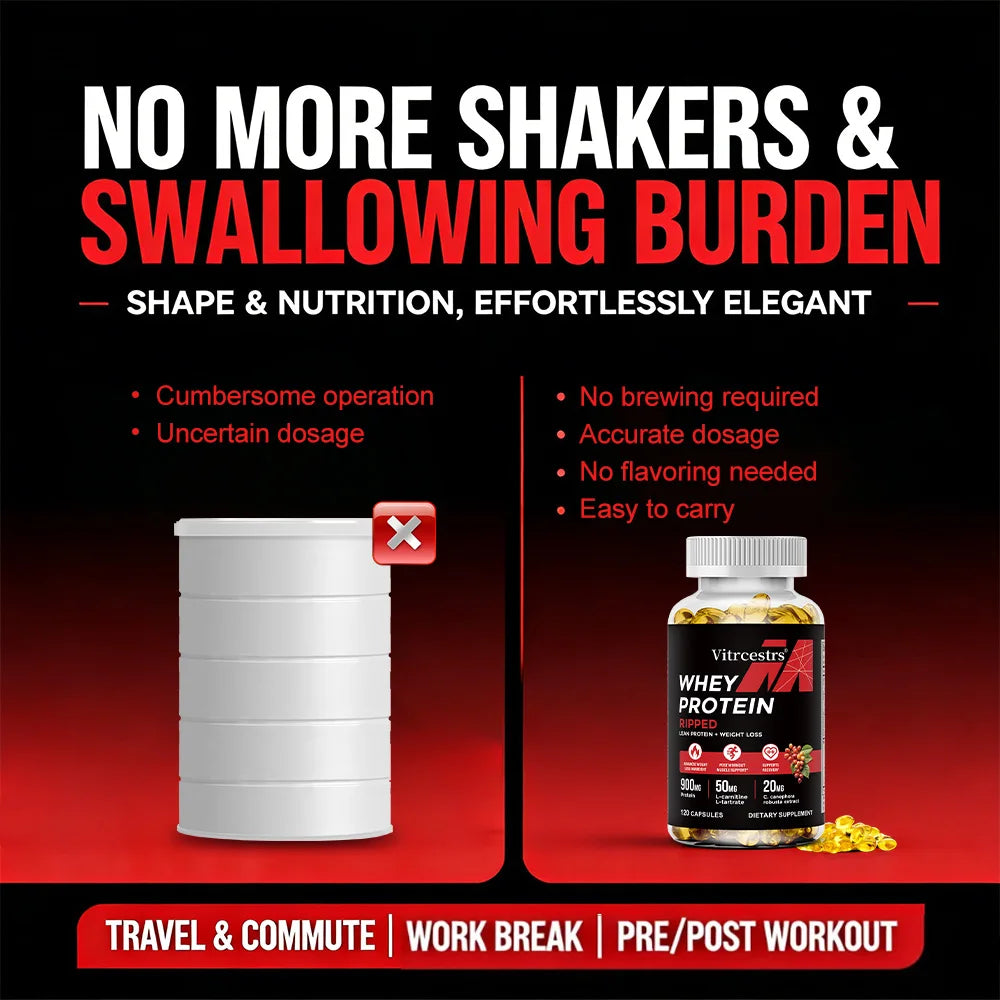 Whey Protein Capsules, 900mg Protein, Post‑Workout Recovery & Muscle Support, Balanced Muscle Health, Immune Support