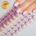 120Pcs French Colorful Wearable False Nails Short Square Fake Nails Full Cover Press on Nails Detachable Artificial Fingernails
