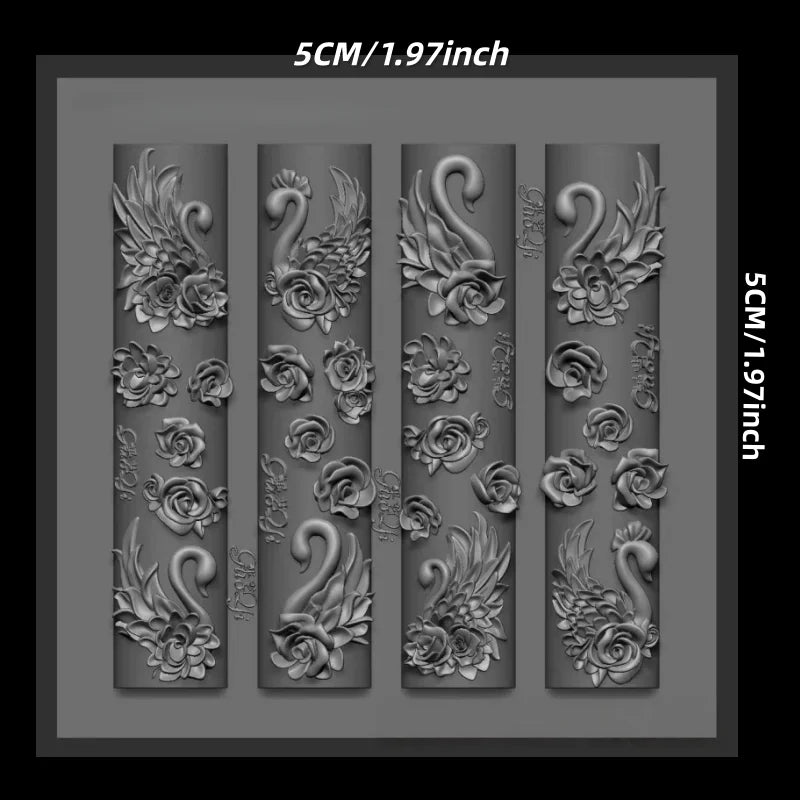 Elegant Swan Rose Bow 3D Flower Silicone Nail Mold Gauze Curtain Art DIY Nail Art Mould for Creative Beauty Crafts