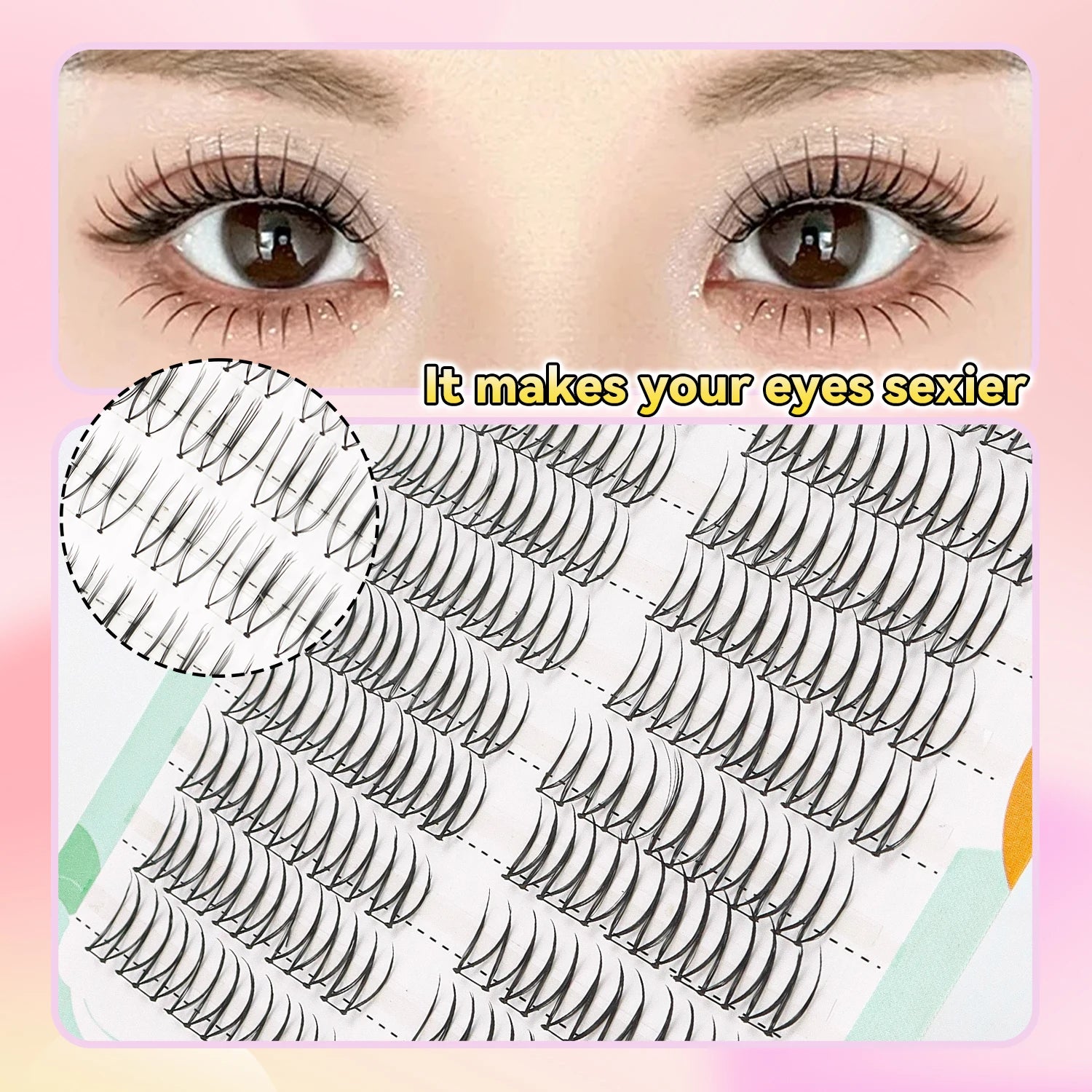 Lash Clusters 6-12mm Hand Lured U-shaped Girl Group False Eyelashes 100 Clusters Natural Comfortable Cartoon Eyes Fairy False Ey