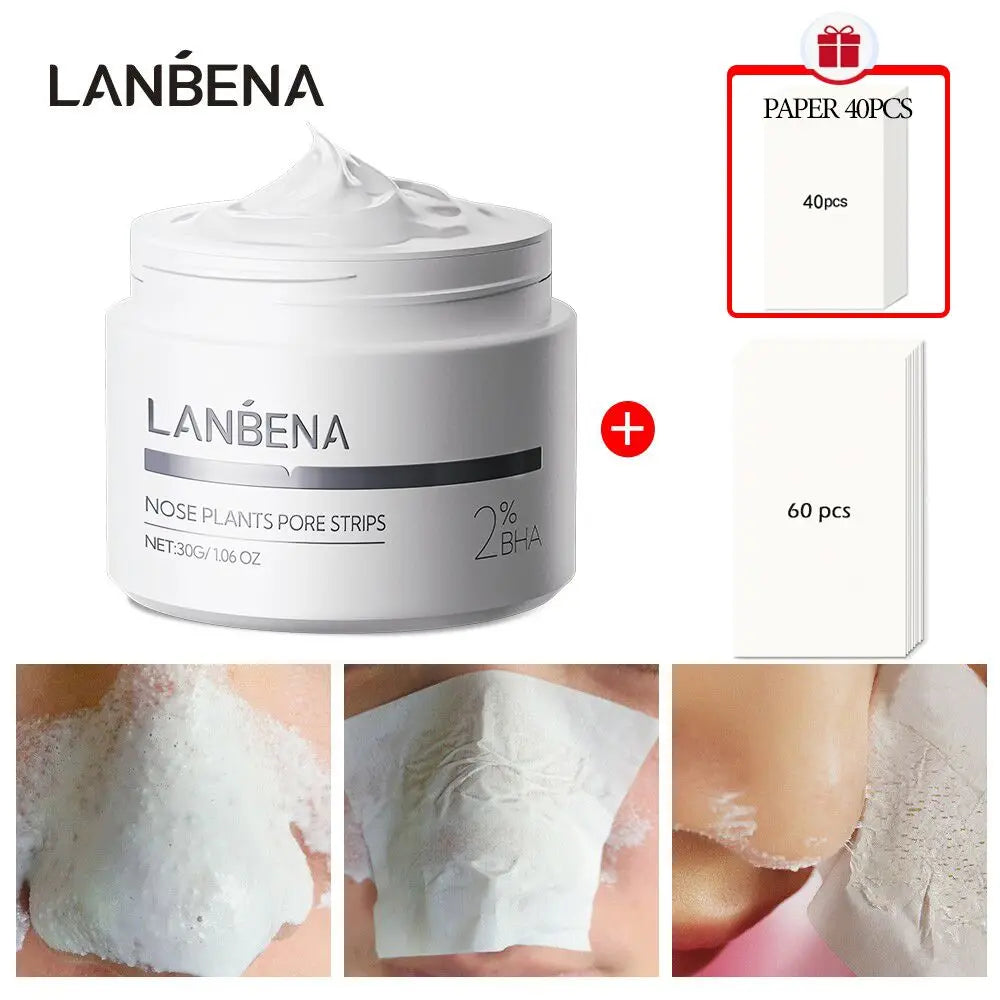 LANBENA [FREE Gift 40Pcs] Strip Aloe Vera Extracts To Remove Nose Blackheads And Whiteheads Pore Cleansing Mask Facial Treatment