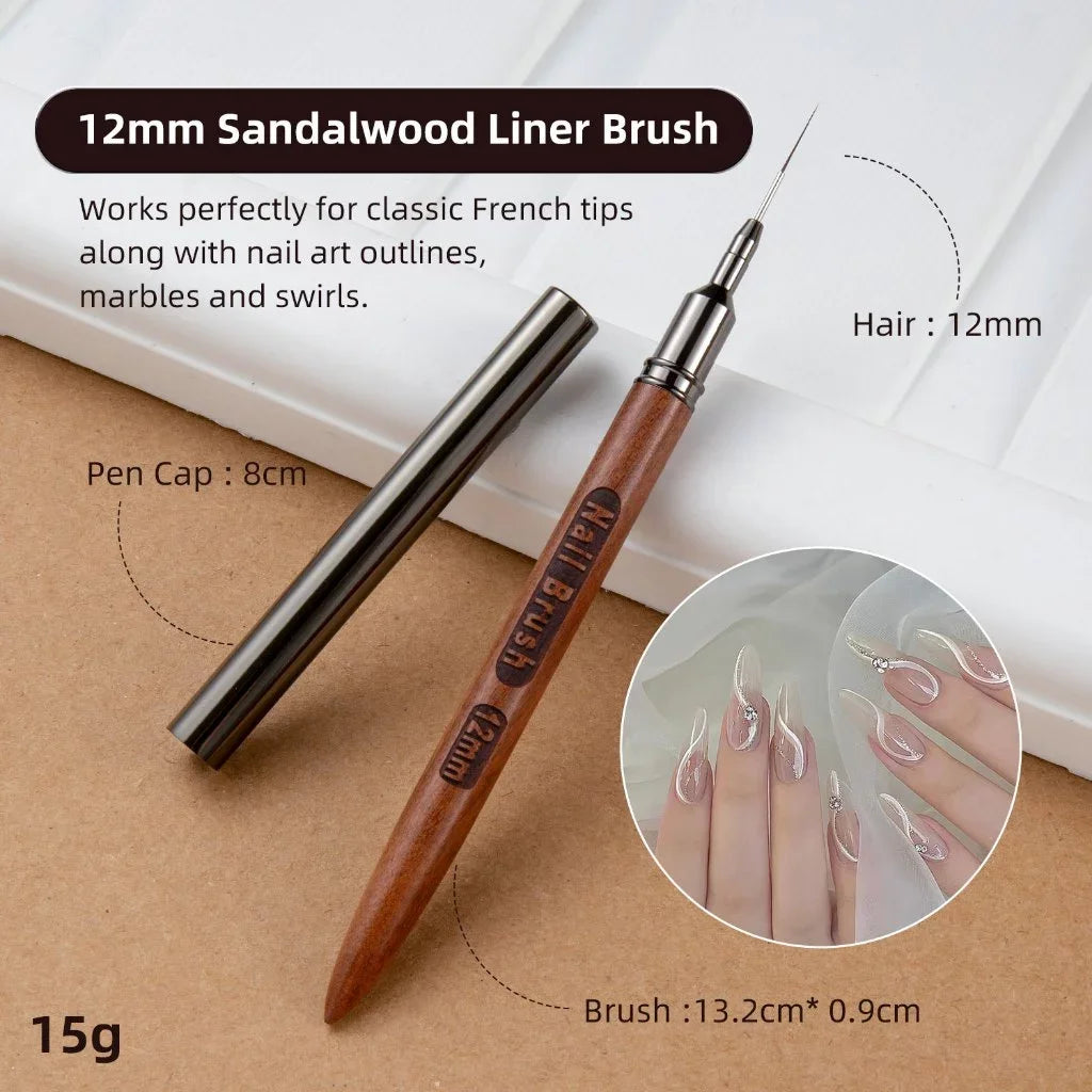 Nail Art Line Brush Set, 5-Piece Outline Brushes, Art Design Brushes for Long Lines and Detailed Painting, Sizes 6/9/12/15/18mm