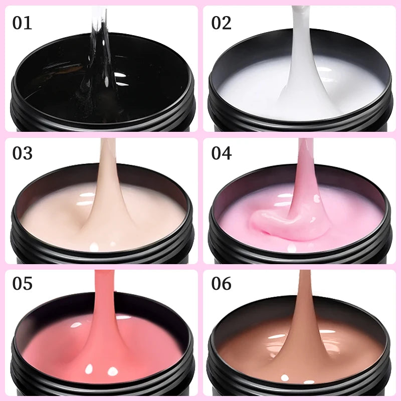PUENTE 4Pcs/set 100g Big Volume Creamy Extension Nail Gel Clear White Pink Colors Building Gel Soak Off UV Nail Art Varnish Kit